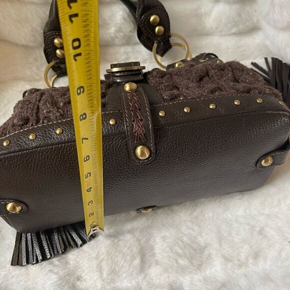 Rafè brown sweater satchel with brown leather trims antique tone hardwares - Picture 13 of 13